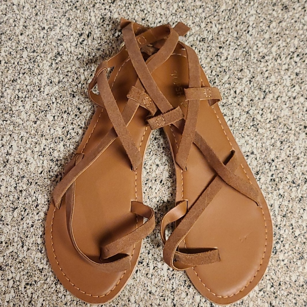 Topshop Hiccup Brown Suade Sandal
